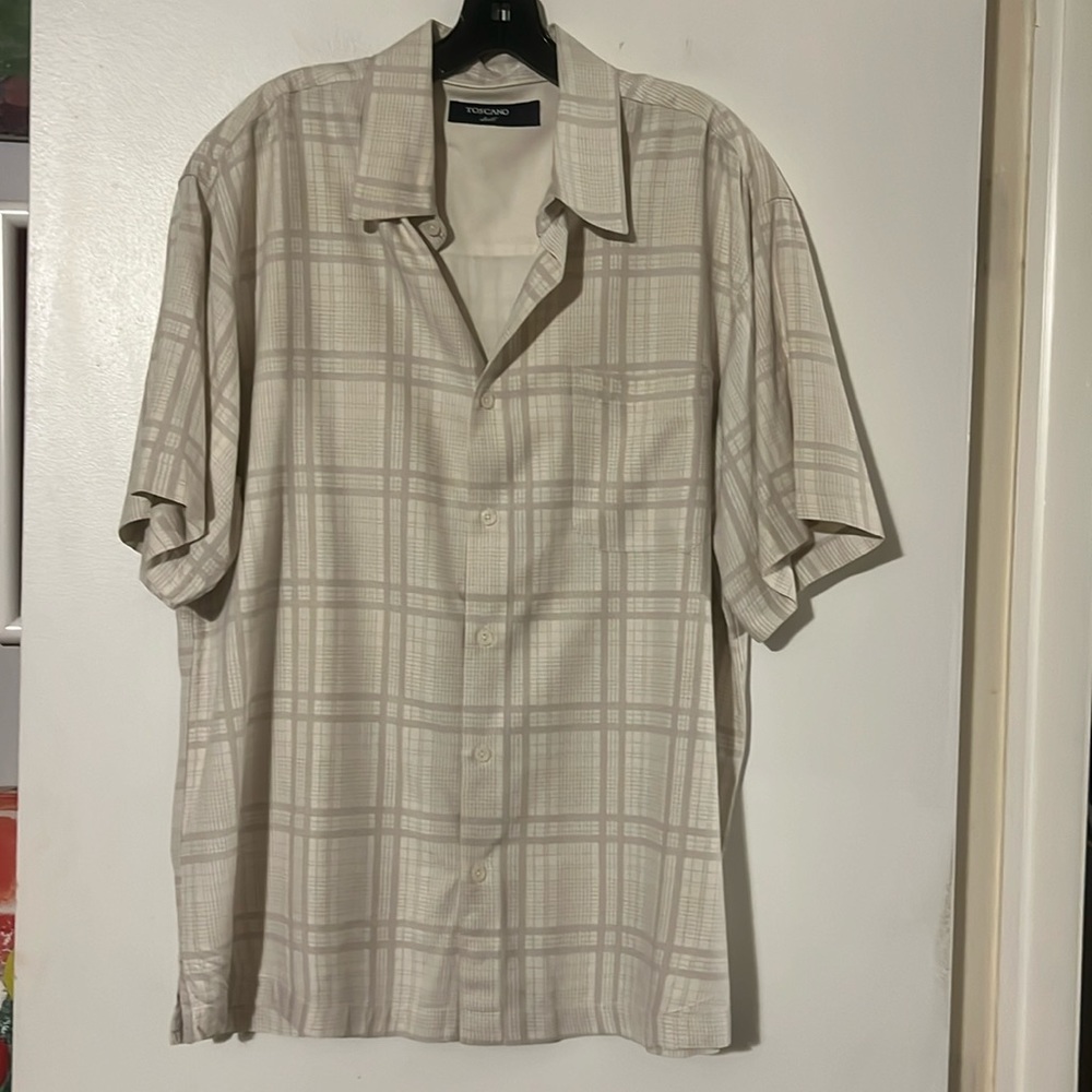 Toscano mens short sleeve 100% silk shirt